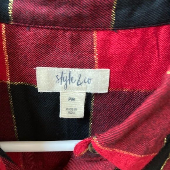 Warm flannel button-down shirt, perfect for winter/Xmas. Great cond, size PM - Picture 9 of 9